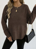 Textured Knit Relaxed Fit Round Neck Sweater - Trendsi - Flyclothing LLC