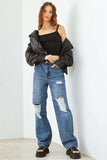 HAMMER COLLECTION Distressed High Waist Jeans - Trendsi - Flyclothing LLC