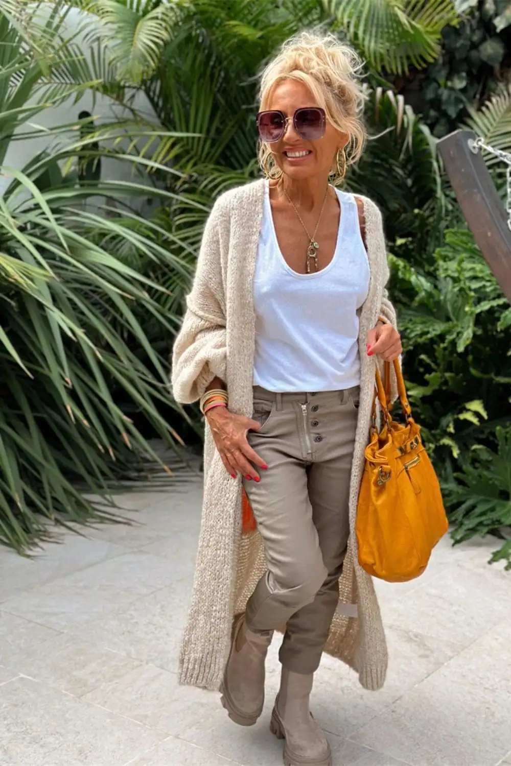 Letter Dropped Shoulder Long Sleeve Cardigan - Trendsi - Flyclothing LLC