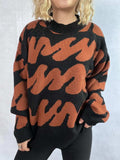 Contrast Round Neck Long Sleeve Sweater - Trendsi - Flyclothing LLC