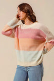 SO ME Multi Color Block Long Sleeve Sweater - Trendsi - Flyclothing LLC