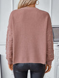 Round Neck Drop Shoulder Sweater - Trendsi - Flyclothing LLC