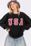 SAGE + FIG USA Letter Patch Round Neck Sweatshirt - Trendsi - Flyclothing LLC