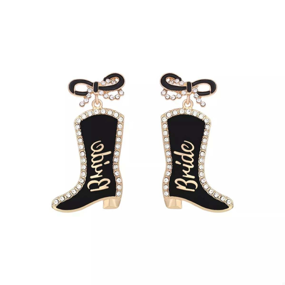 Cowgirl Boot Dangle Earrings with Bow - Trendsi - Flyclothing LLC