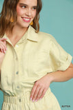 Umgee Button Down Charmeuse Romper - Trendsi - Flyclothing LLC