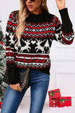 Angel Wings Reindeer Round Neck Long Sleeve Sweater - Trendsi - Flyclothing LLC