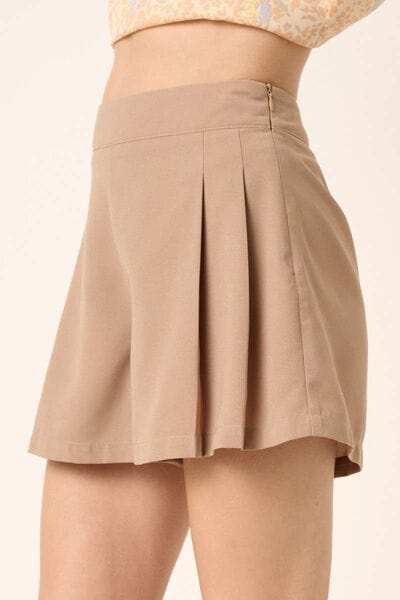 Mittoshop Side Invisible Zipper Pleated Shorts - Trendsi - Flyclothing LLC