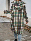 Plaid Zip Up Hooded Coat - Trendsi - Flyclothing LLC