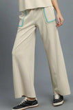 Umgee Drawstring Wide Leg Pants with Scallop Trim Detail - Trendsi - Flyclothing LLC
