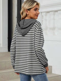 Drawstring Striped Long Sleeve Hoodie - Trendsi - Flyclothing LLC