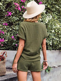 Notched Short Sleeve Top and Shorts Set - Trendsi - Flyclothing LLC