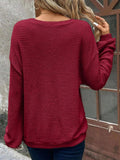 Plus Size Relaxed Fit Waffle Knit Round Neck T-Shirt - Trendsi - Flyclothing LLC