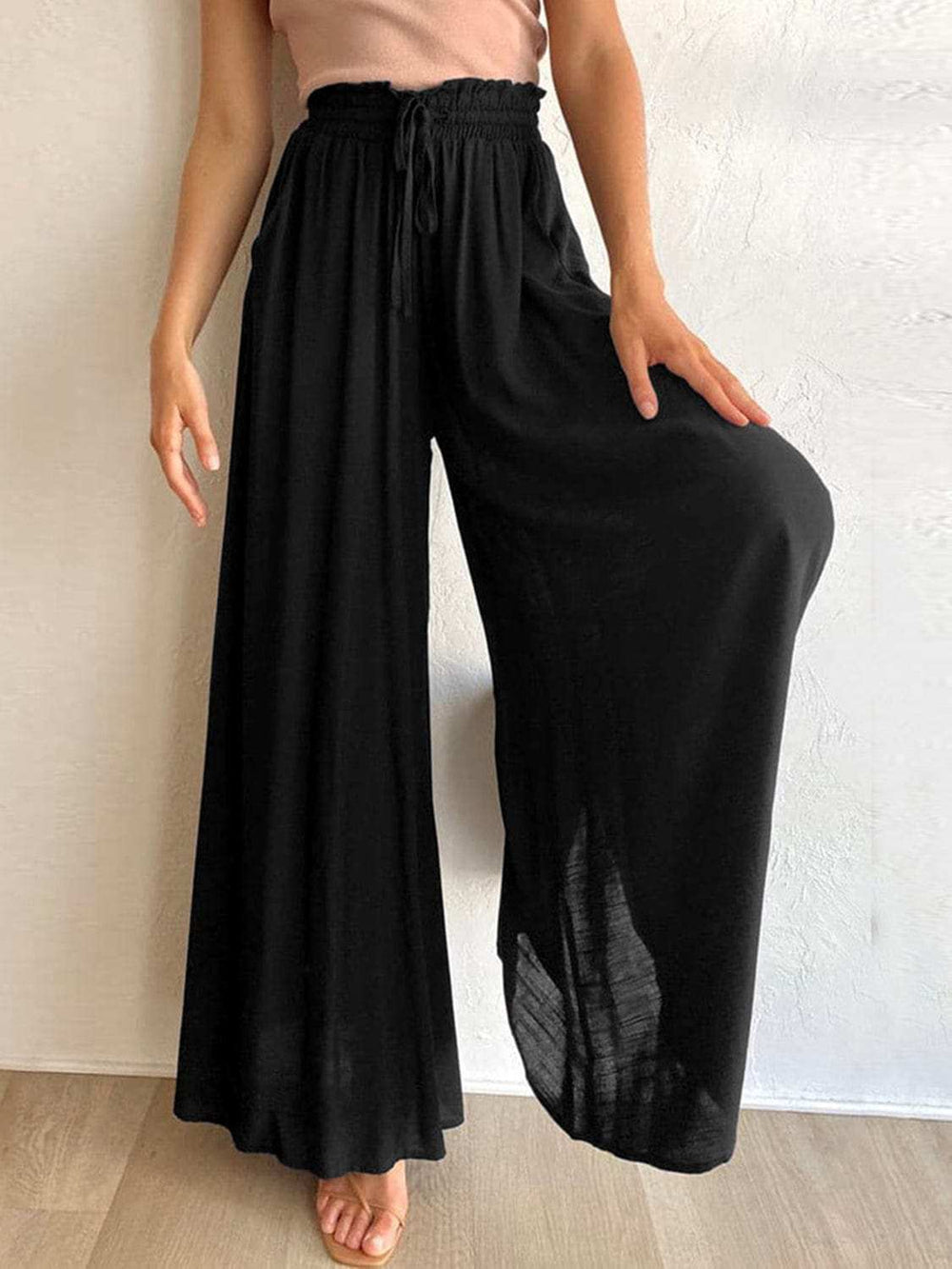 Drawstring Wide Leg Pants with Pockets - Trendsi - Flyclothing LLC