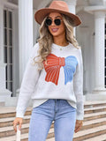 Angel Wings Bow Round Neck Dropped Shoulder Sweater - Trendsi - Flyclothing LLC