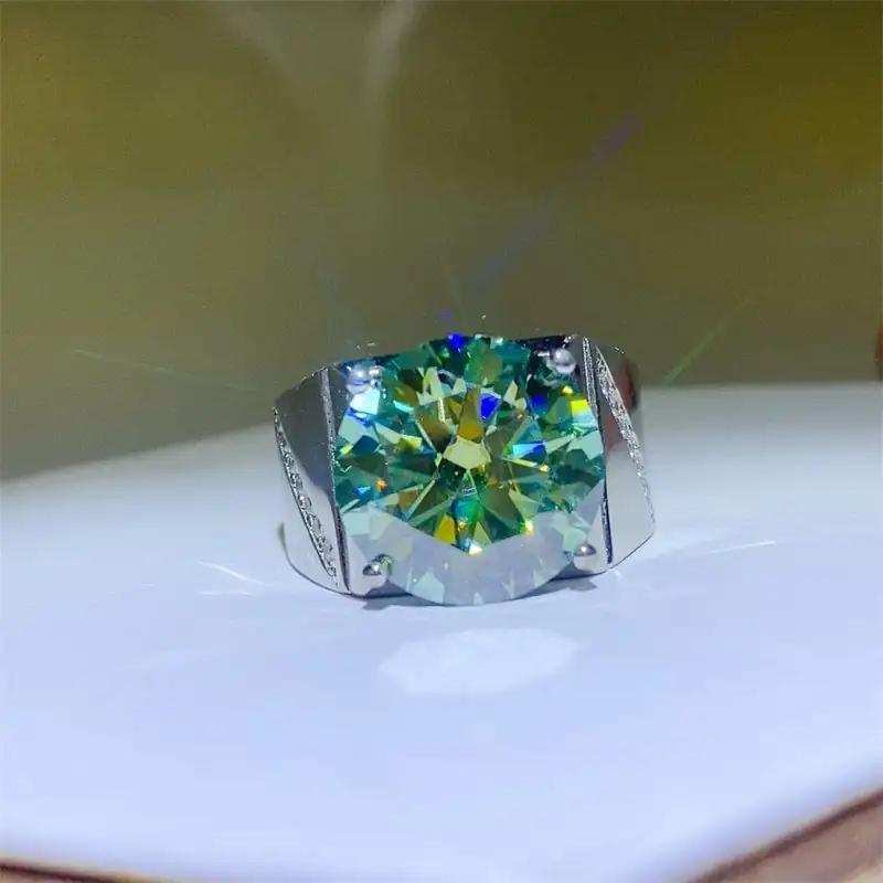 10 Carat Moissanite 925 Sterling Silver Signet Ring - Trendsi - Flyclothing LLC