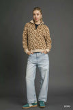 Umgee Leopard Print Quarter-Zip Sweatshirt - Trendsi - Flyclothing LLC