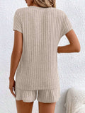 Ribbed V-Neck Top and Shorts Set - Trendsi - Flyclothing LLC