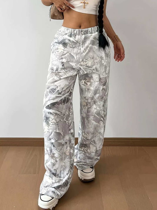 Abstract Print Wide Leg Pants - Trendsi - Flyclothing LLC