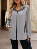 Pocketed Zip Up Hooded Jacket - Trendsi - Flyclothing LLC