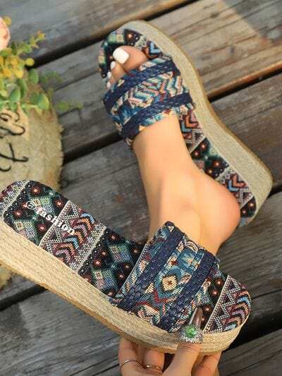 Geometric Open Toe Platform Sandals - Trendsi - Flyclothing LLC