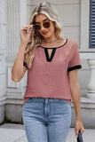 Cutout Round Neck Short Sleeve Top - Trendsi - Flyclothing LLC