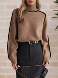 Contrast Trim Turtleneck Sweater - Trendsi - Flyclothing LLC