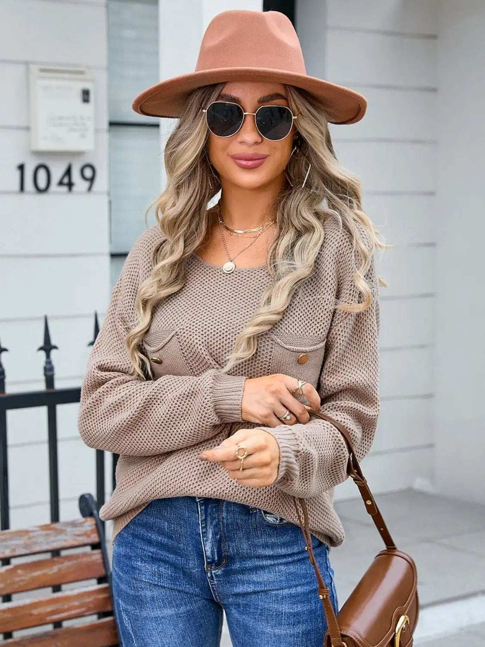 Decor Button Drop Shoulder Knit Top - Trendsi - Flyclothing LLC