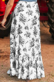 Boho Floral High Waist Ruffle Split Maxi Skirt - Trendsi - Flyclothing LLC