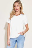 Basic Bae Bamboo Full Size V-Neck High-Low T-Shirt - Trendsi - Flyclothing LLC