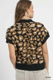 Umgee Leopard Button Down Short Sleeve Cardigan - Trendsi - Flyclothing LLC