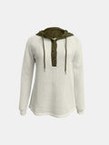 Full Size Waffle-Knit Contrast Long Sleeve Hoodie - Trendsi - Flyclothing LLC