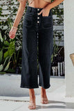 Button Fly Cropped Wide Leg Jeans - Trendsi - Flyclothing LLC