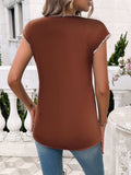 Round Neck Cap Sleeve Knit Top - Trendsi - Flyclothing LLC