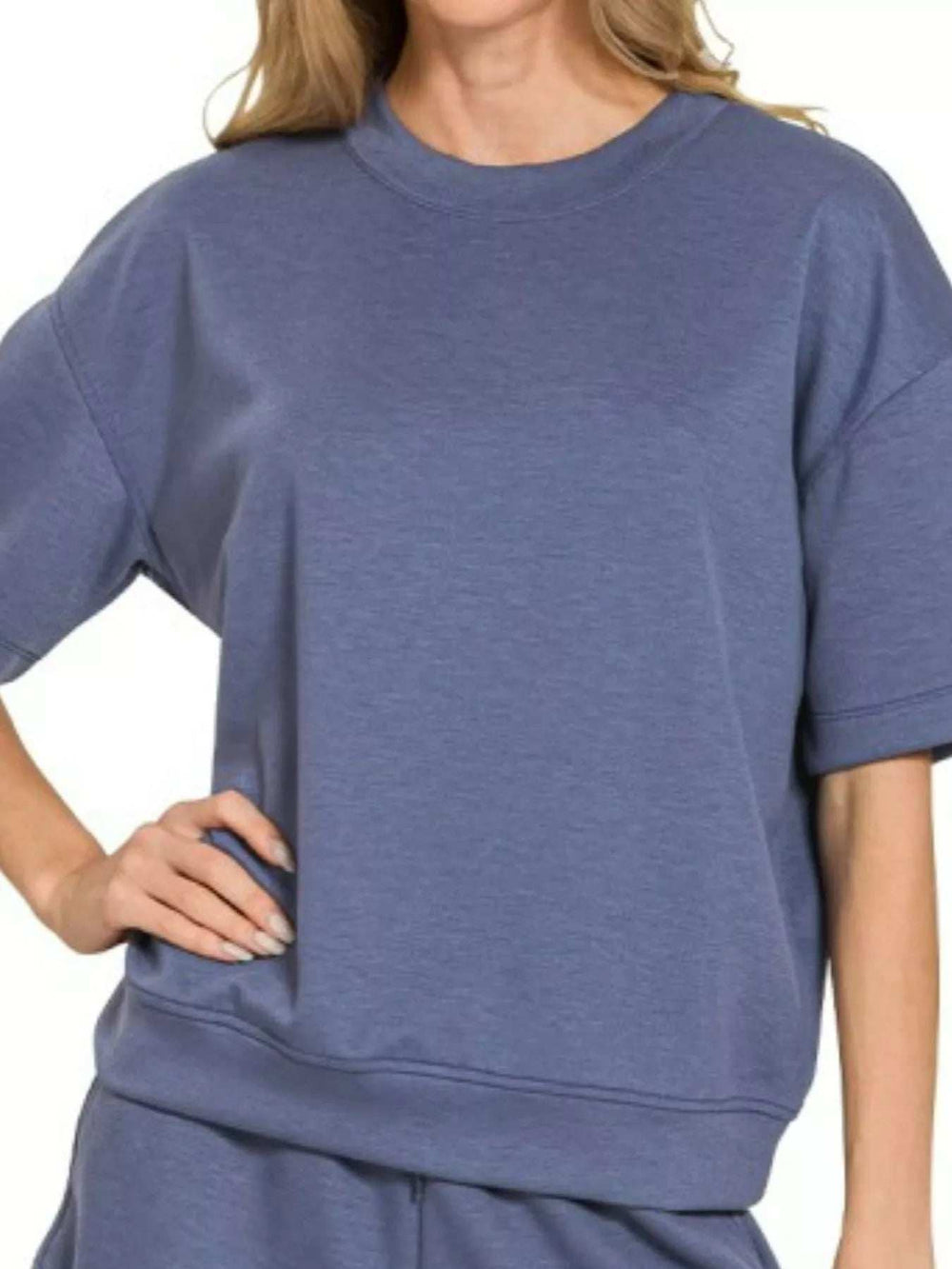 Zenana Scuba Short Sleeve Top & Shorts Set - Trendsi - Flyclothing LLC