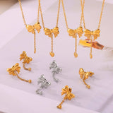 Titanium Steel Bow Earrings - Trendsi - Flyclothing LLC