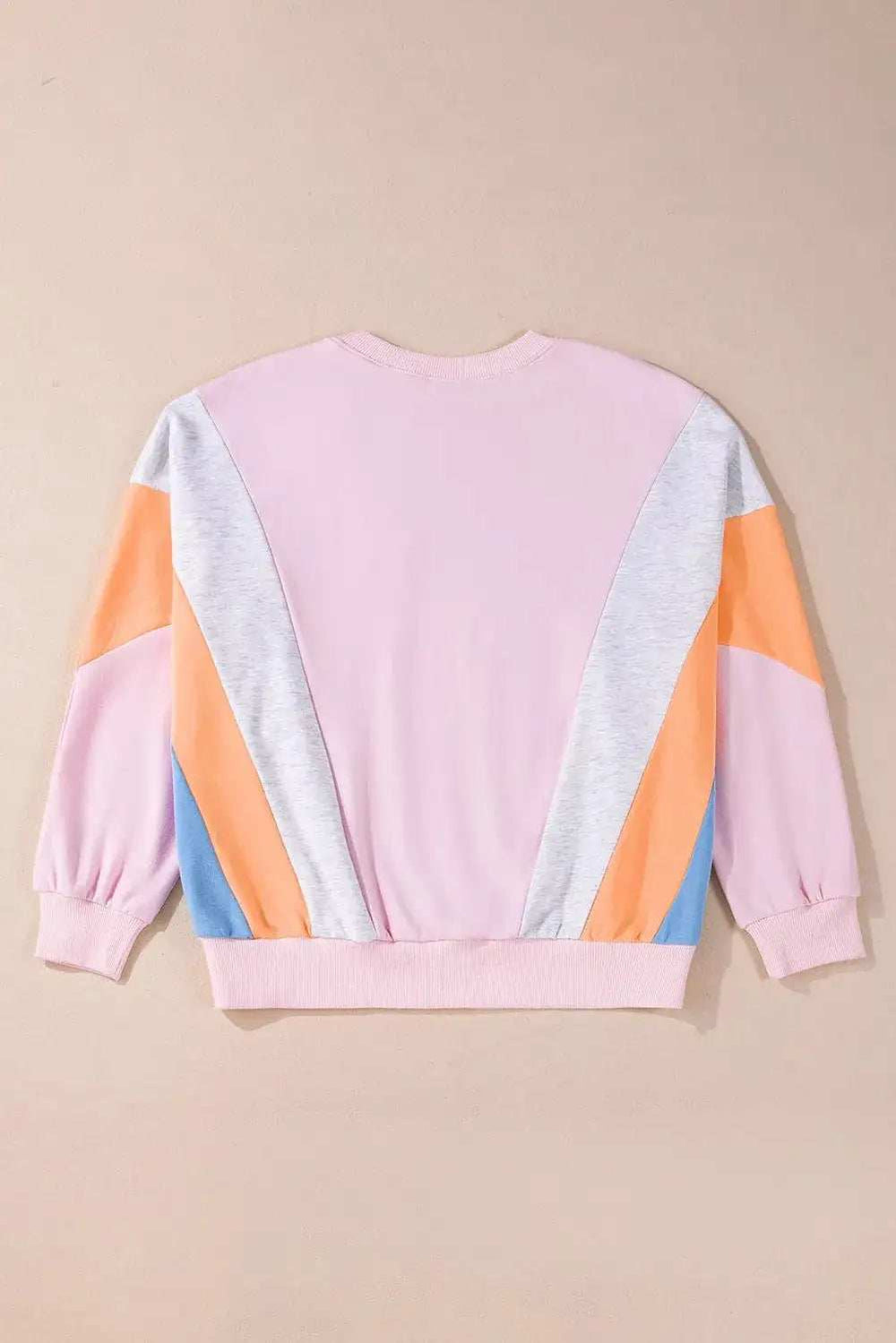 Color Block Round Neck Long Sleeve Sweatshirt - Trendsi - Flyclothing LLC