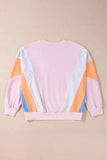 Color Block Round Neck Long Sleeve Sweatshirt - Trendsi - Flyclothing LLC