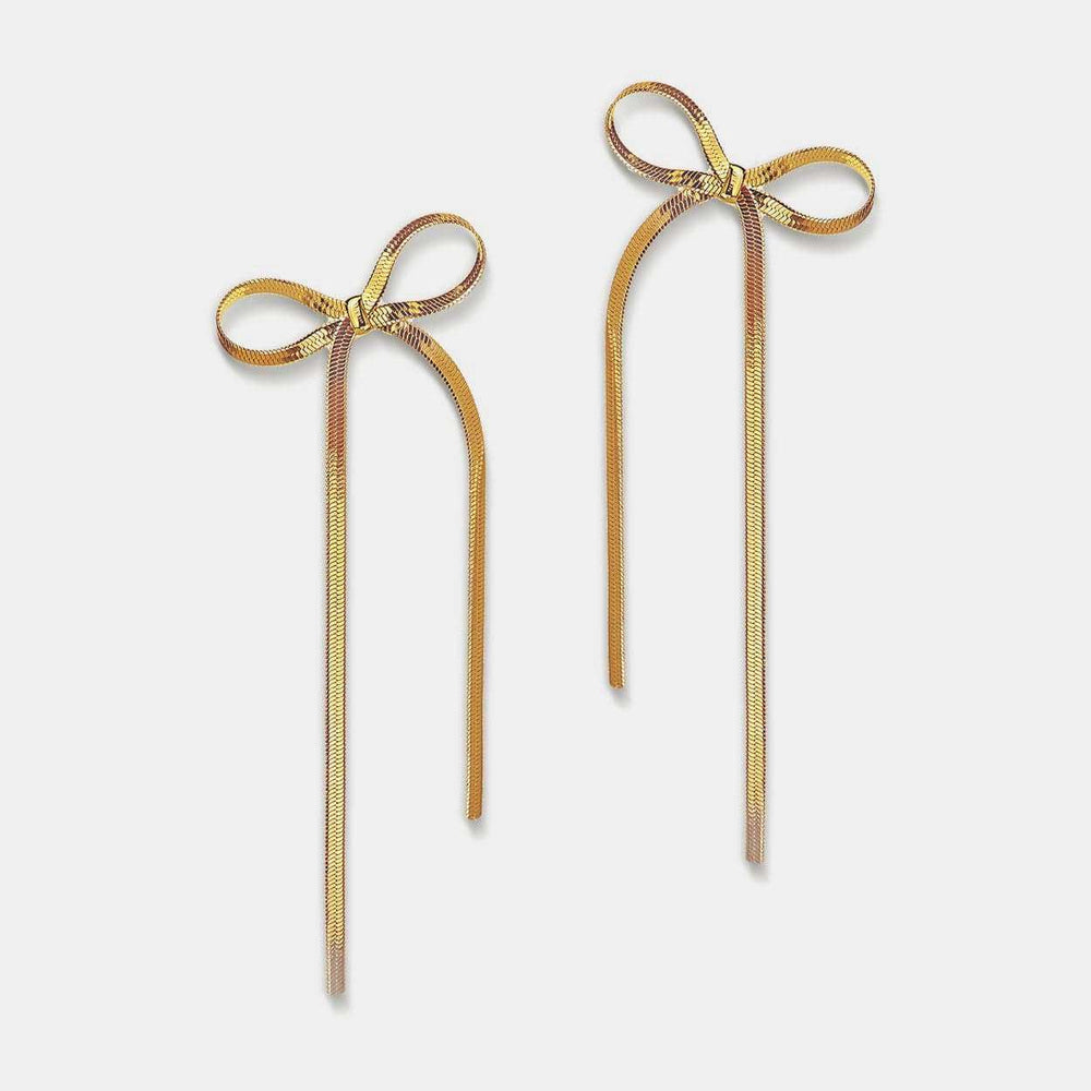 Stainless Steel Bow Bar Earrings - Trendsi - Flyclothing LLC