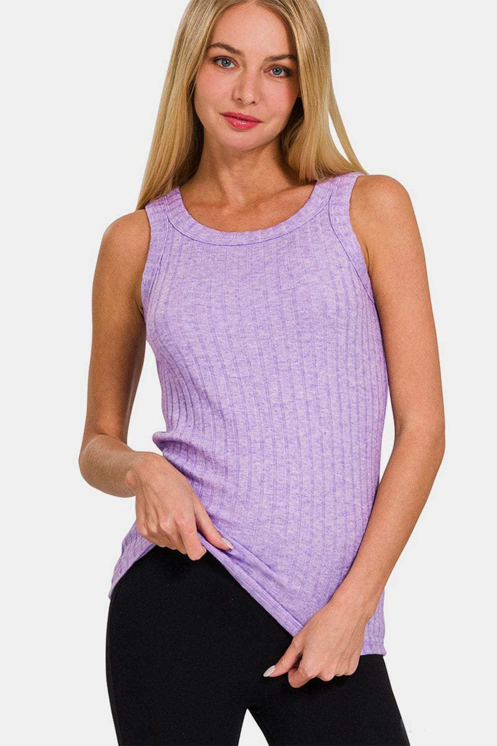 Zenana Ribbed Round Neck Tank - Trendsi - Flyclothing LLC