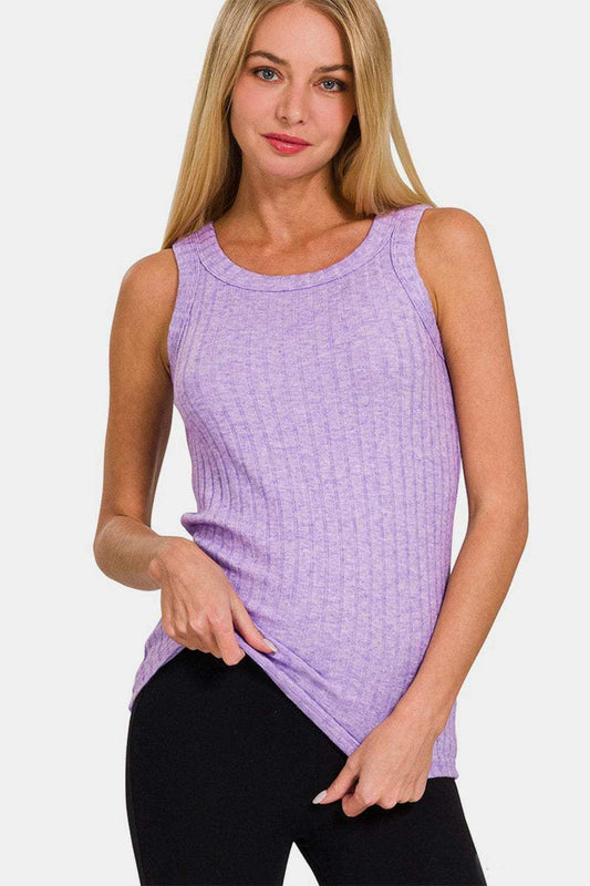 Zenana Ribbed Round Neck Tank - Trendsi - Flyclothing LLC