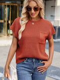 Round Neck Short Sleeve Sweater - Trendsi - Flyclothing LLC