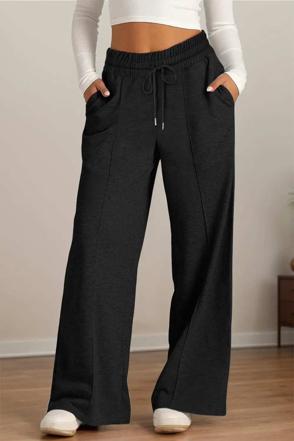 Drawstring Elastic Waist Wide Leg Pants - Trendsi - Flyclothing LLC