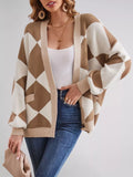 Diamond Pattern Button-Up Knit Cardigan - Trendsi - Flyclothing LLC