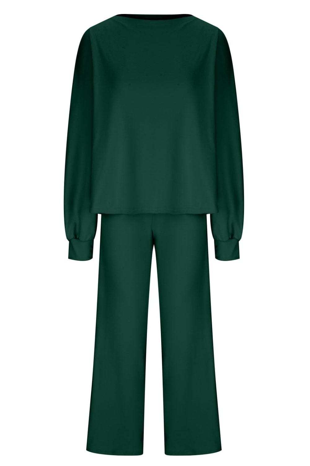 Round Neck Long Sleeve Top and Pants Set - Trendsi - Flyclothing LLC