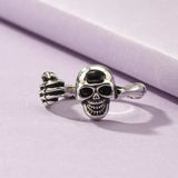 Silver-Plated Skull Skeleton Open Ring - Trendsi - Flyclothing LLC