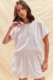 SO ME Round Neck Short Sleeve Top and Shorts Set - Trendsi - Flyclothing LLC