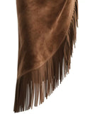 Full Size Suede Fringe Asymmetric Skirt Plus Size - Trendsi - Flyclothing LLC