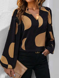 Frill Notched Long Sleeve Blouse - Trendsi - Flyclothing LLC