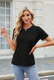 Round Neck Short Sleeve T-Shirt - Trendsi - Flyclothing LLC