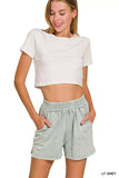 Zenana Halo Snow Washed Short Sleeve Tee and Shorts Set - Trendsi - Flyclothing LLC